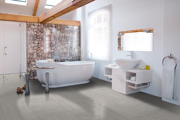 "IPC Rubin XS Vinylboden Eiche Perlgrau - Kompakte Planken 122x610mm"